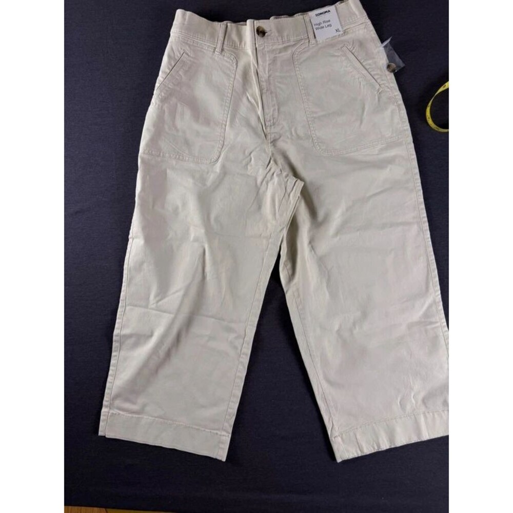 Sonoma High Rise Wide Leg Utility Pants XL Cream NWT
